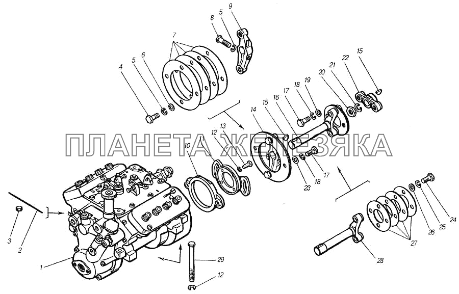 Установка и привод ТНВД КамАЗ-4310 (каталог 2004 г)