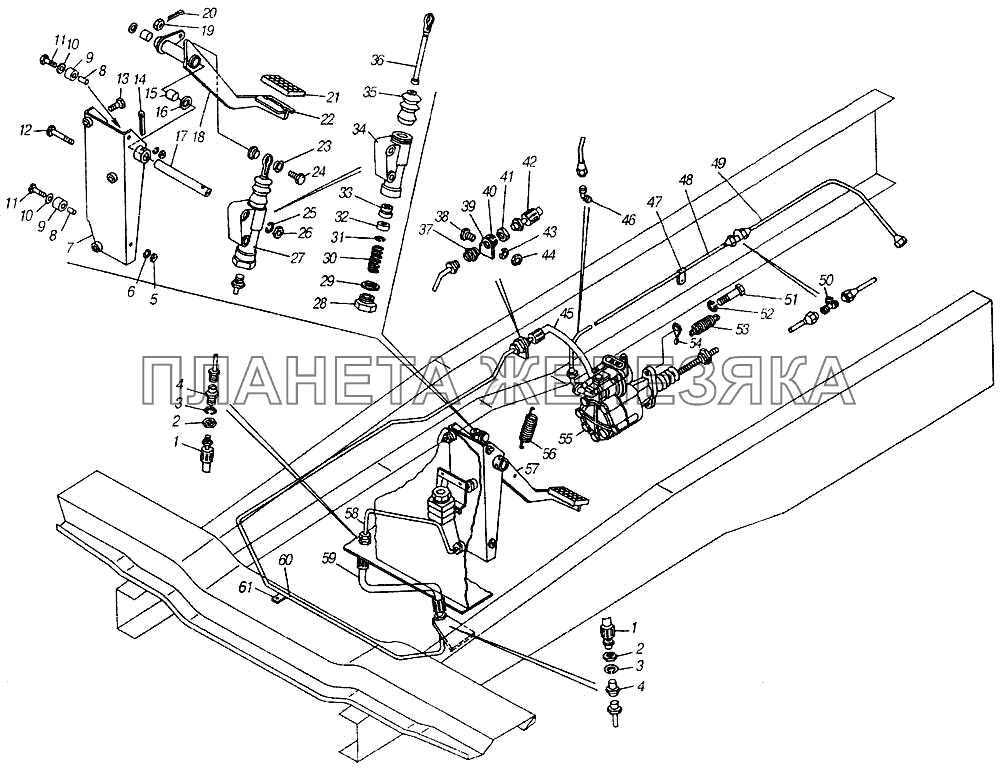 Привод управления сцеплением КамАЗ-4310 (каталог 2004 г)