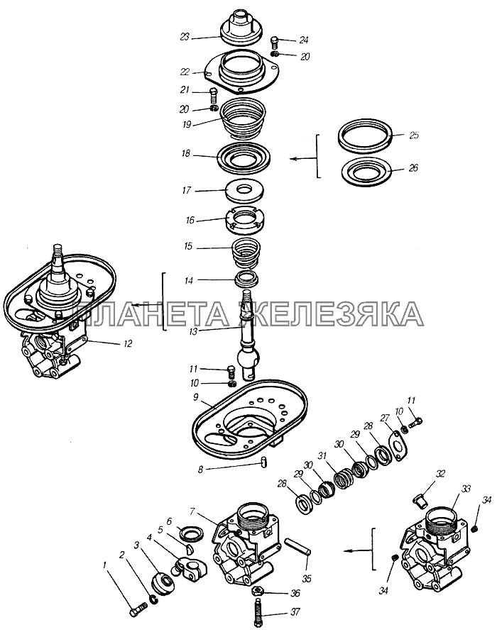 Опора рычага переключения передач КамАЗ-4310 (каталог 2004 г)