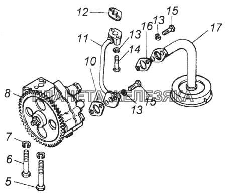 Установка насоса масляного КамАЗ-43118