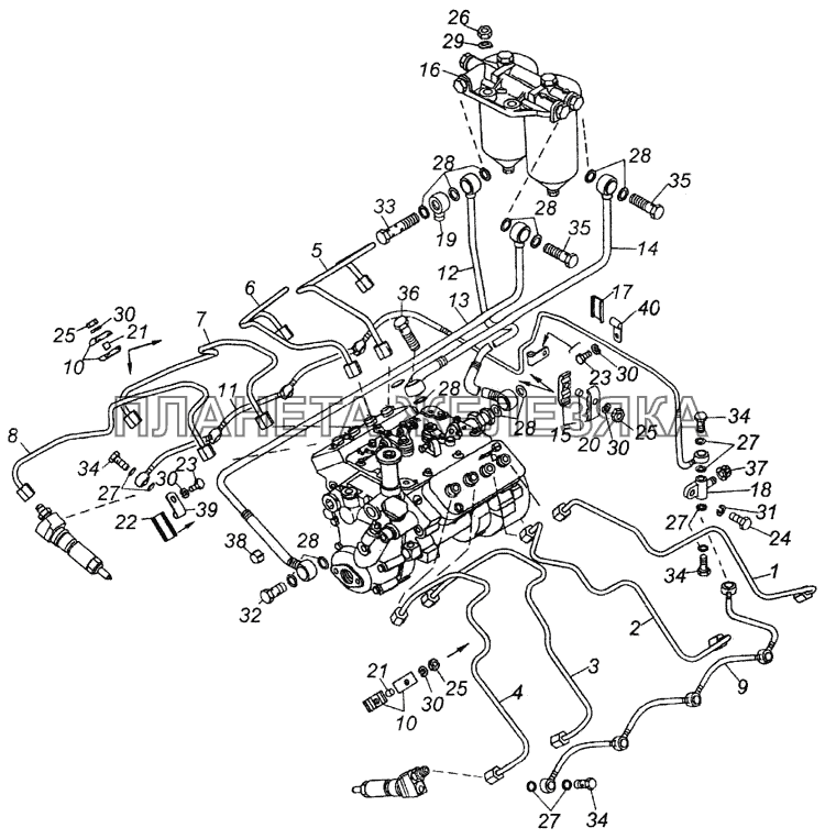 Установка топливопроводов КамАЗ-4326 (каталог 2003г)