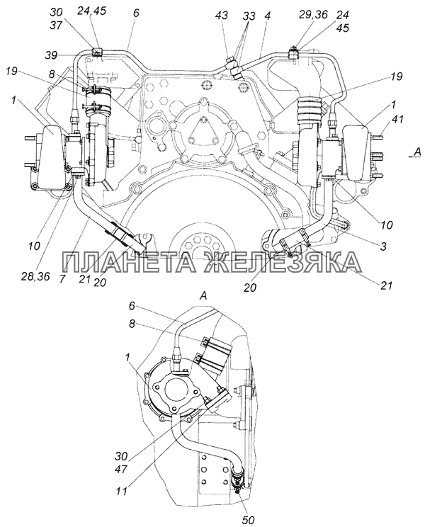 Установка турбокомпрессоров на двигателе КамАЗ-43114