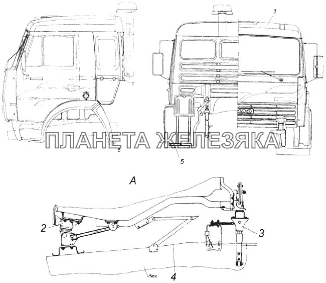 Установка кабины с оперением КамАЗ-4326 (каталог 2003г)