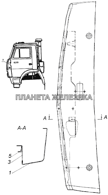 Панель передка боковая съемная правая КамАЗ-43114