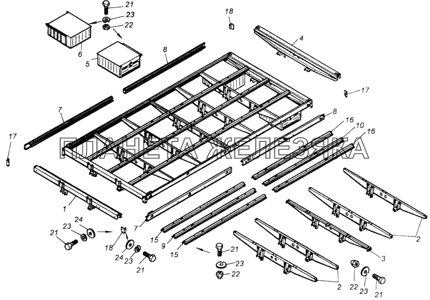 Каркас основания платформы КамАЗ-4326 (каталог 2003г)
