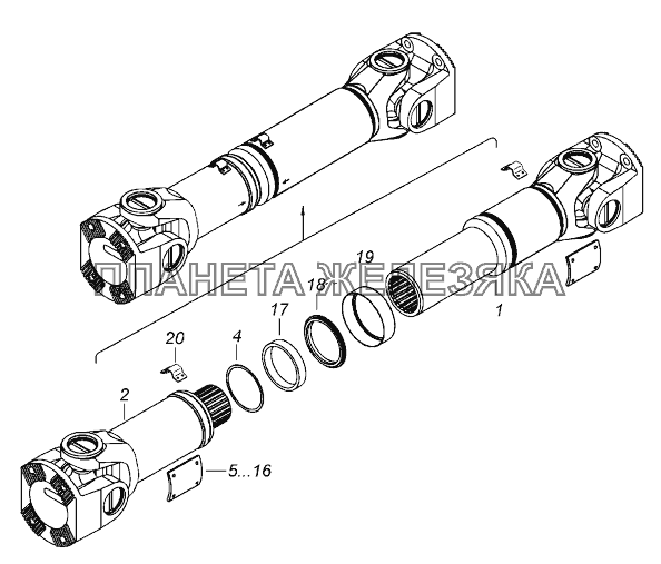 53205-2201011-10 Вал карданный заднего моста КамАЗ-43118 (Евро 4)