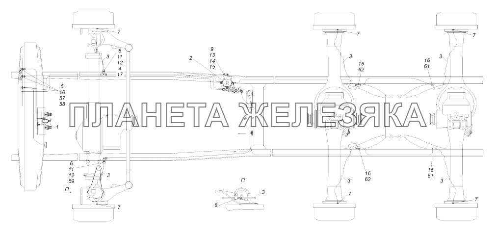 5350-3125005-64 Установка трубопроводов к шинному манометру КамАЗ-43118 (Евро 4)