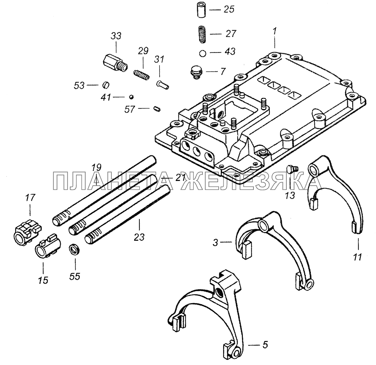 14.1702010 Механизм переключения передач КамАЗ-43253 (Часть-1)