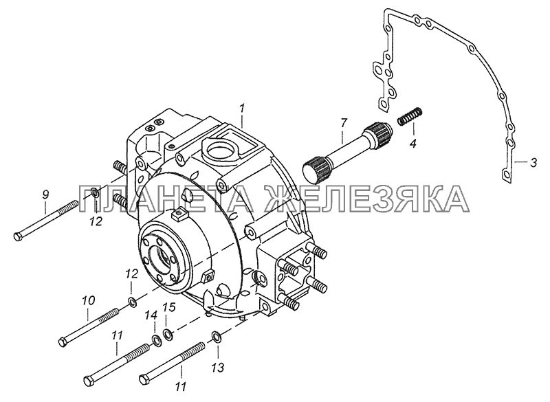 7406-1005200 Установка привода отбора мощности переднего КамАЗ-43253 (Часть-1)