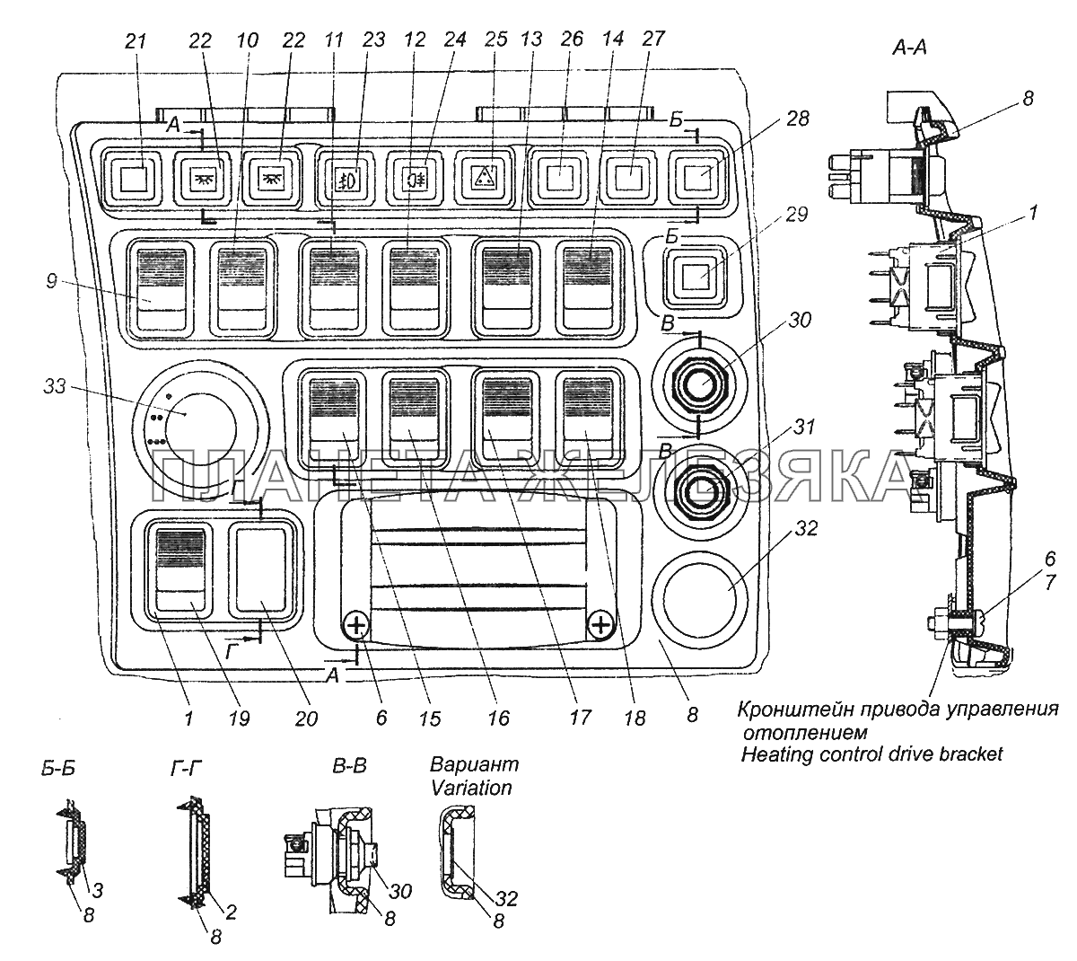 65115-3710001-80 Установка выключателей КамАЗ-43253 (Часть-2)