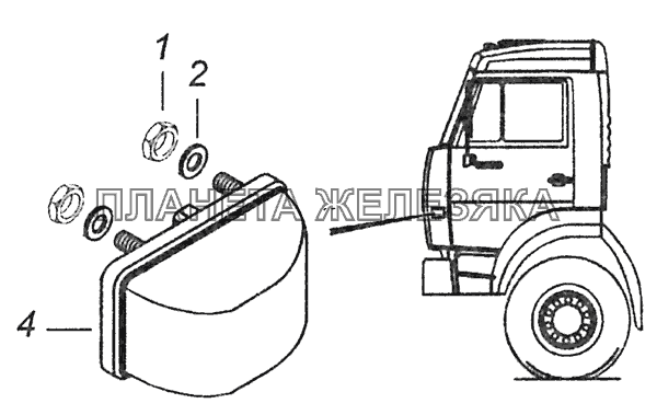 53215-3726001 Установка бокового повторителя указателя поворота КамАЗ-43253 (Часть-2)