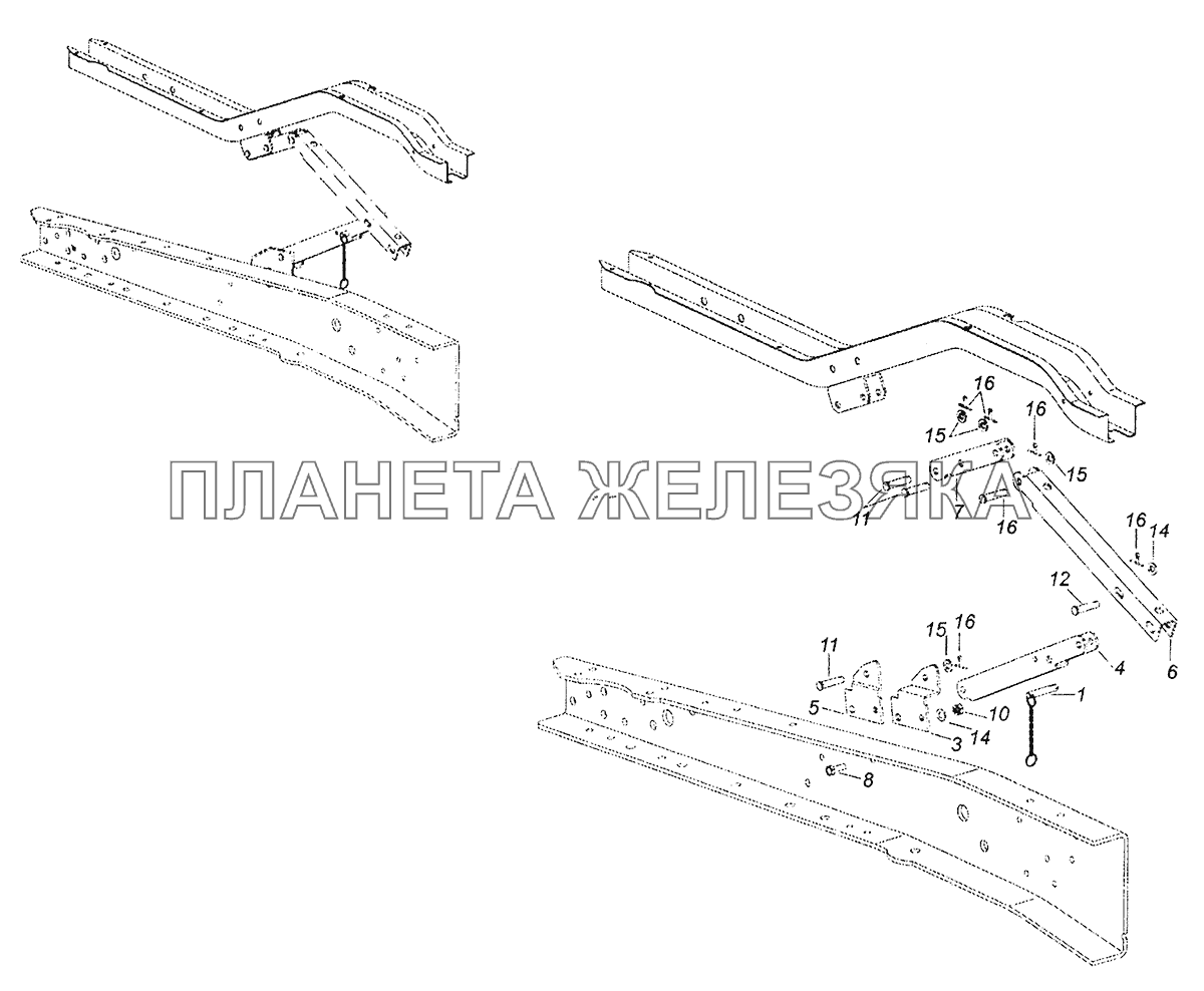 43114-5002051-10 Установка ограничителя подъема кабины КамАЗ-43253 (Часть-2)