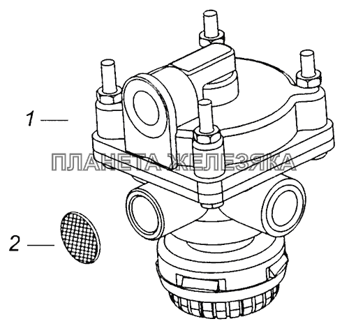 5350-3518001-01 Ускорительный клапан с глушителем КамАЗ-43253, 43255 (Евро-4)