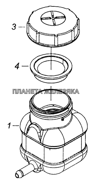 5320-1602560 Бачок главного цилиндра привода сцепления КамАЗ-43253, 43255 (Евро-4)