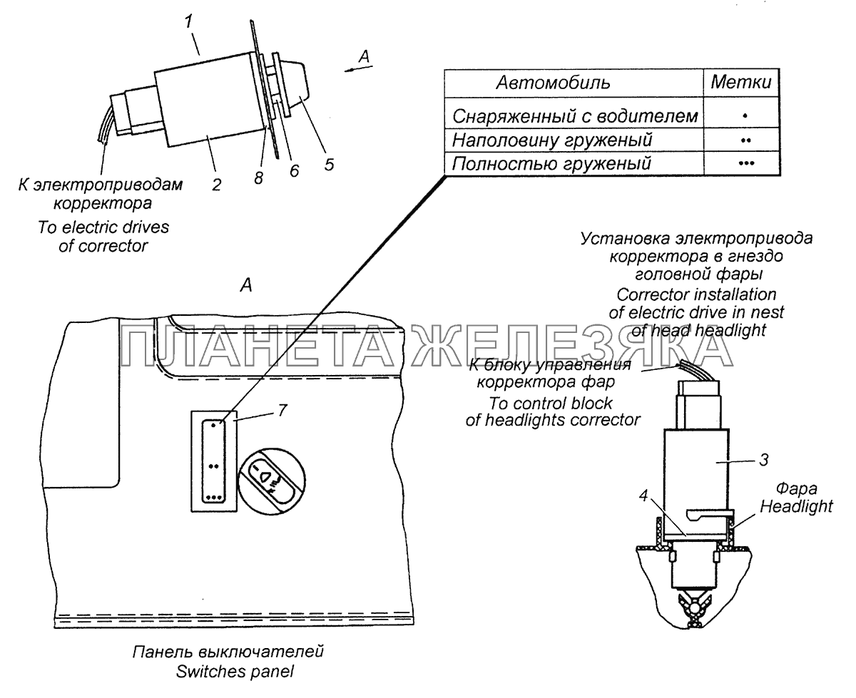 53215-3718001-85 Установка электромеханического корректора КамАЗ-43255 (Евро-2)