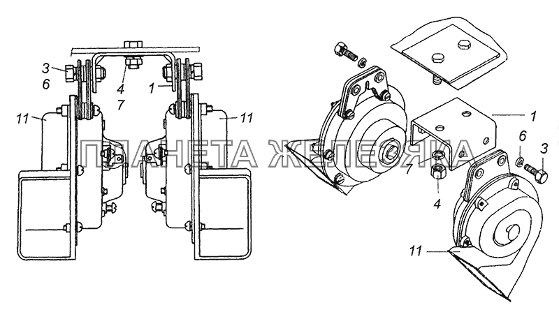 5320-3721001-10 Установка звуковых электрических сигналов КамАЗ-43255 (Евро-2)