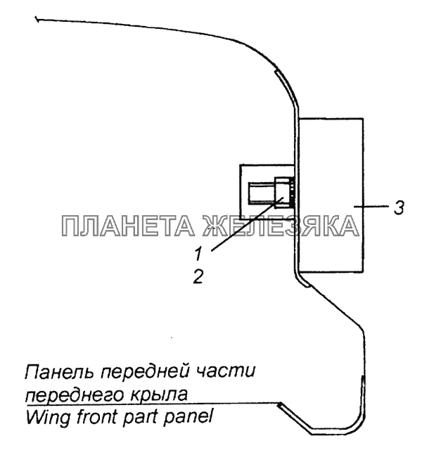 54115-3731001 Установка боковых габаритных фонарей на переднем крыле КамАЗ-43255 (Евро-2)