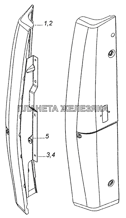5320-5301047/046 Панель передка боковая съемная левая КамАЗ-43255 (Евро-2)