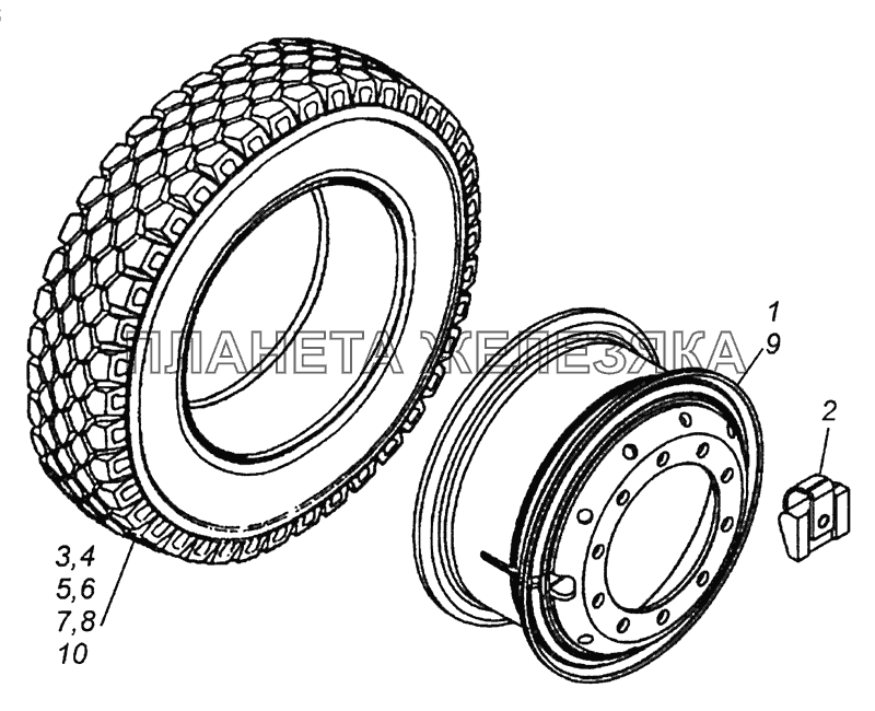 53215-3101011 Колесо 7,5-20 с шиной КамАЗ-43255 (Евро-3)