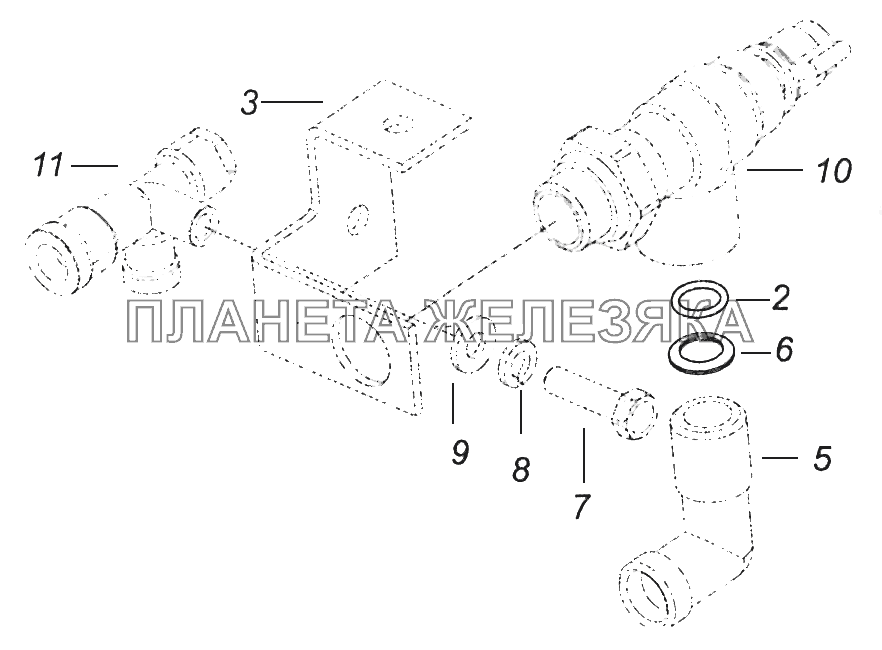 65115-3531010-80 Установка клапана накачки шин КамАЗ-43255 (Евро-3)