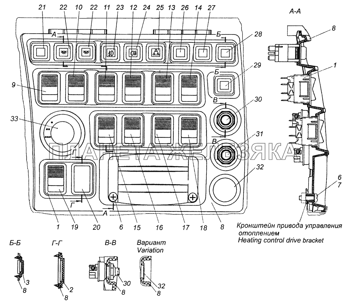 65115-3710001-85 Установка выключателей КамАЗ-43255 (Евро-3)