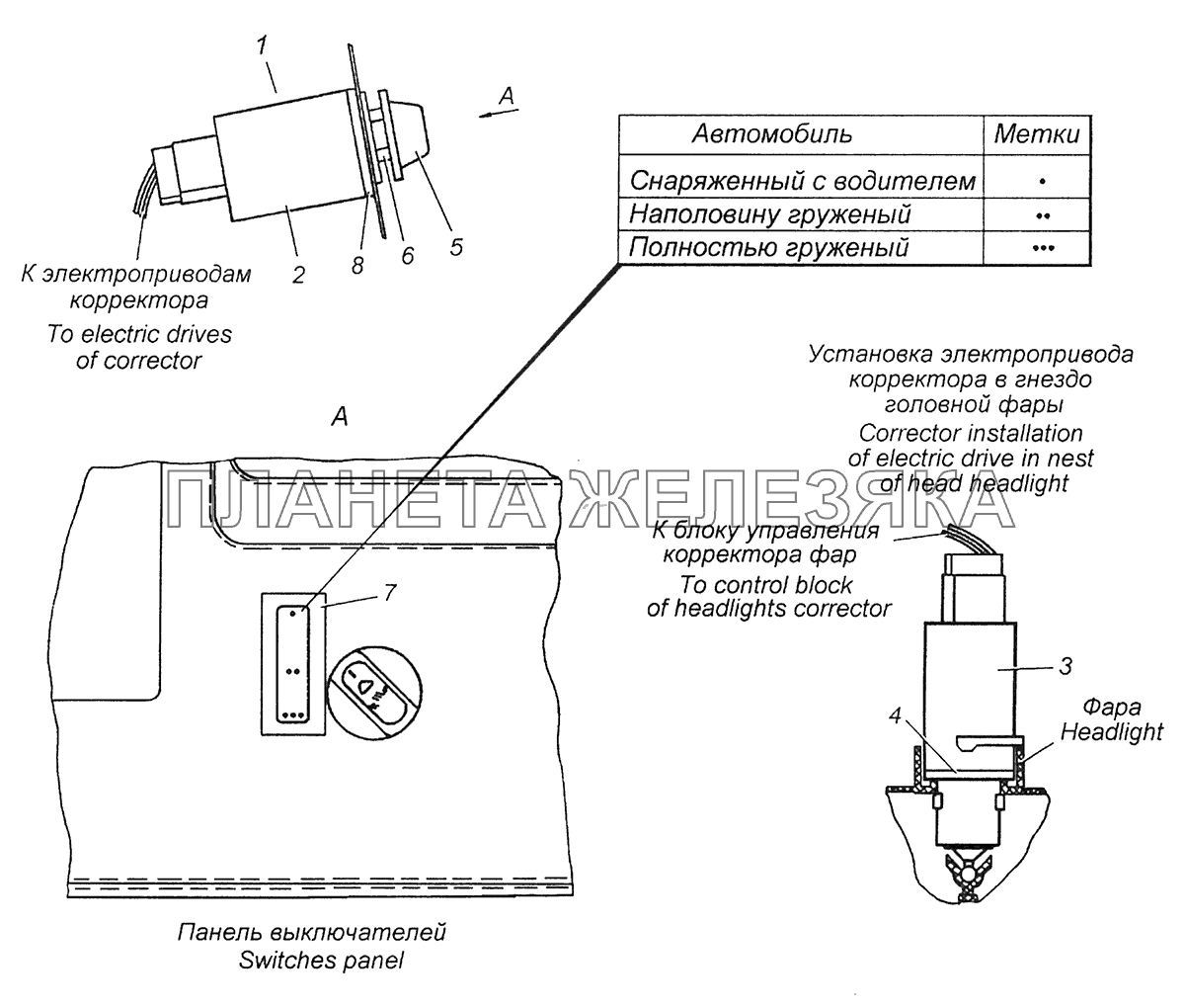 53215-3718001-85 Установка электромеханического корректора КамАЗ-43255 (Евро-3)