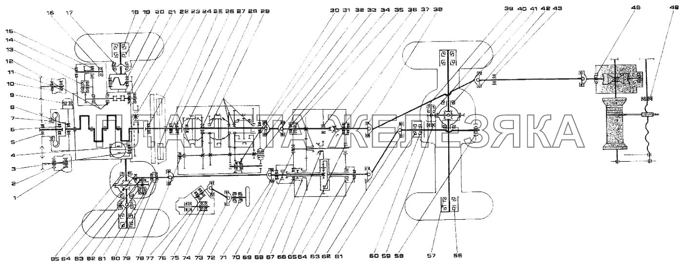 Кинематическая схема трансмиссии 4326 КамАЗ-4326