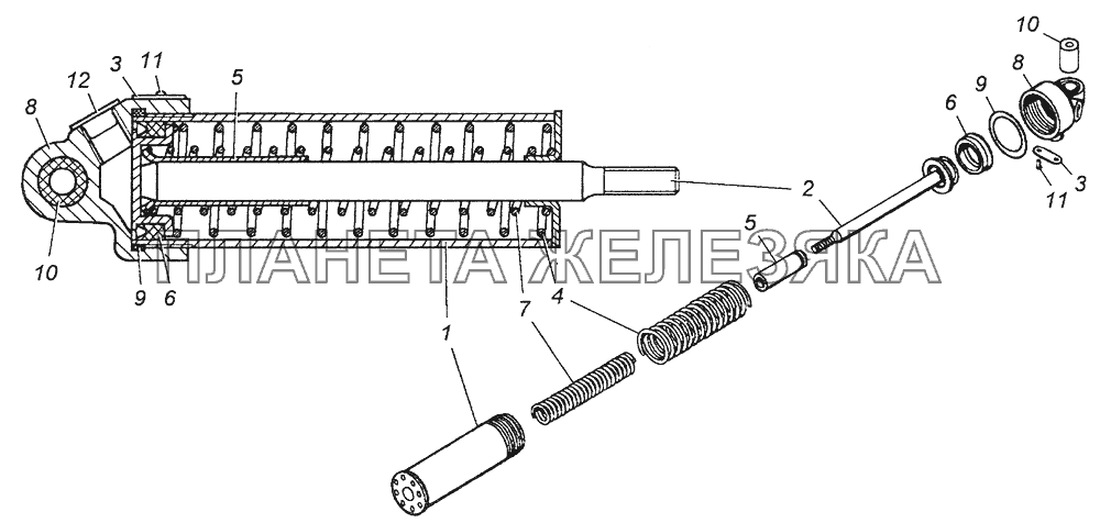 100-3570210 Цилиндр управления заслонкой в сборе КамАЗ-43261 (Евро-1, 2)