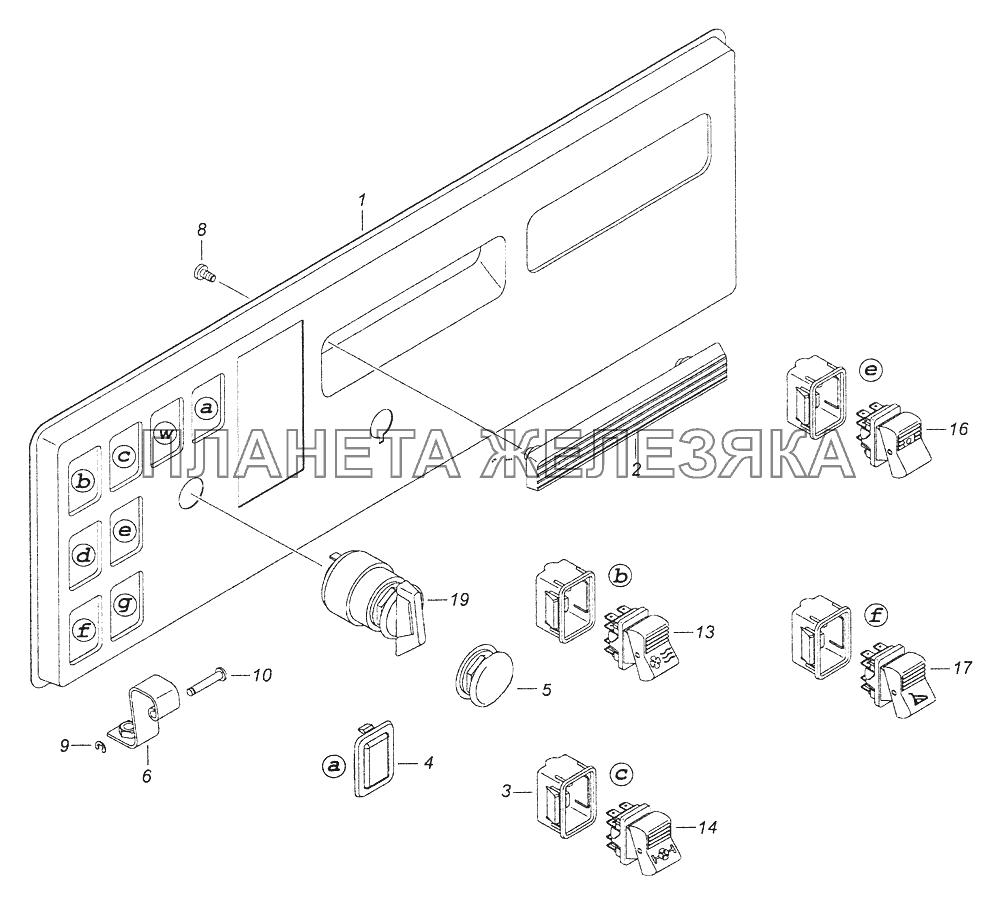 53215-3710428-85 Панель выключателей КамАЗ-43261 (Евро-1, 2)