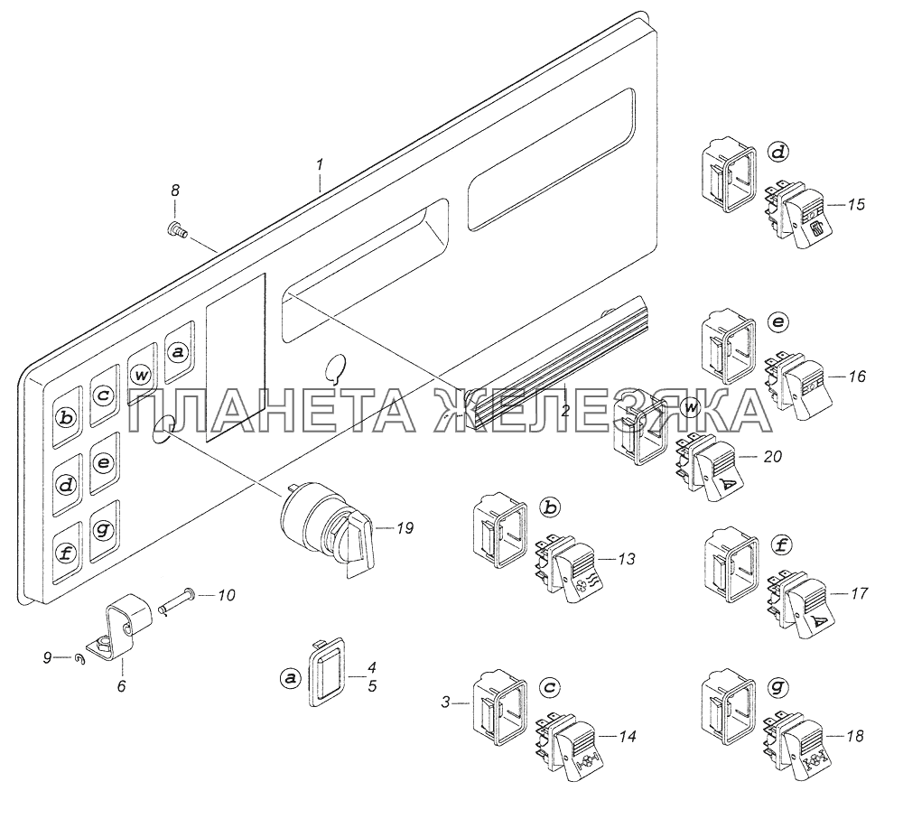 53228-3710428-36 Панель выключателей КамАЗ-43261 (Евро-1, 2)