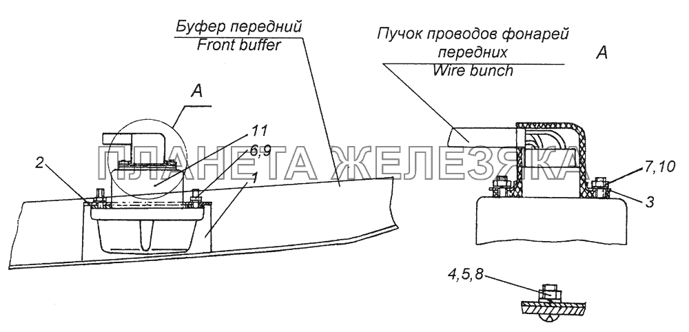 4310-3712001 Установка фонарей передних КамАЗ-43261 (Евро-1, 2)