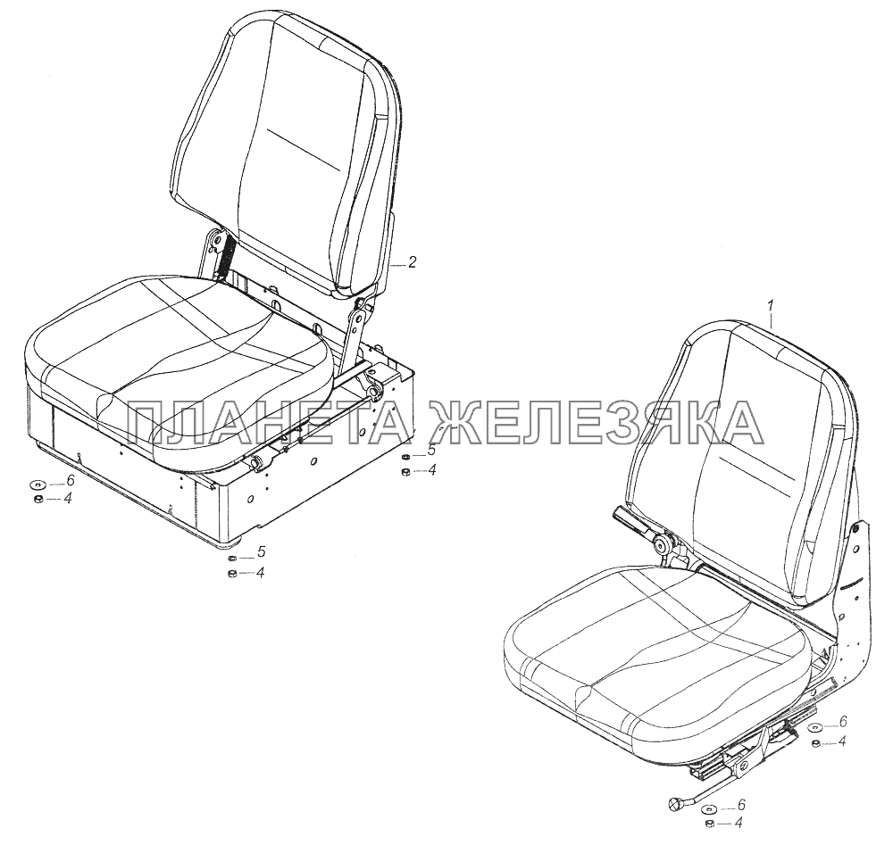 53205-5000120 Установка сидений КамАЗ-43261 (Евро-1, 2)