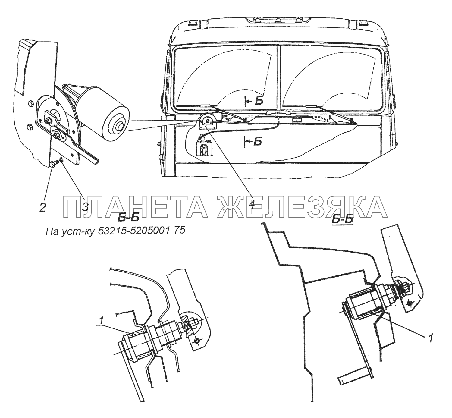 53205-5205001 Установка стеклоочистителя КамАЗ-43261 (Евро-1, 2)