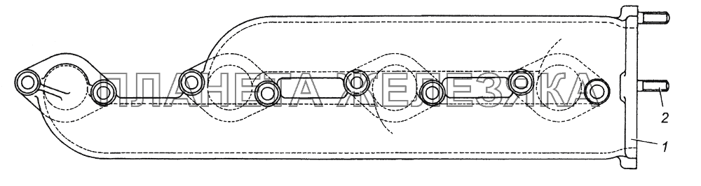 7403.1008021 Коллектор выпускной левый в сборе КамАЗ-43261 (Евро-1, 2)