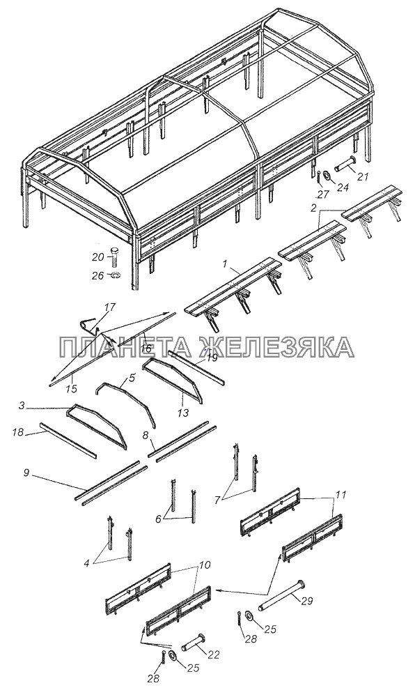 4310-8508008 Каркас тента и установка КамАЗ-43261 (Евро-1, 2)