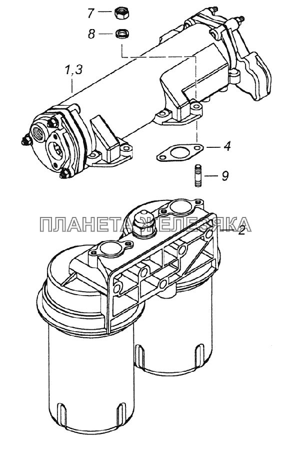 740.20-1012006 Фильтр масляный с теплообменником КамАЗ-43261 (Евро-1, 2)