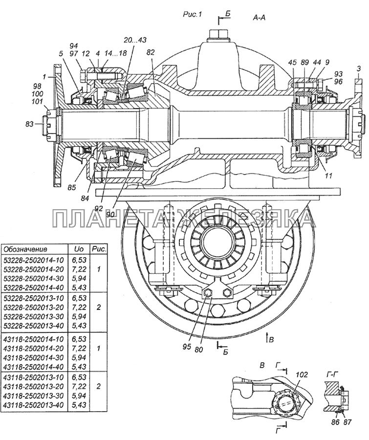 43118-2502014-10 Передача главная среднего моста в сборе КамАЗ-6350 (8х8)