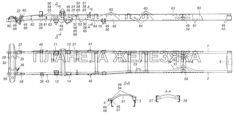 6350-2800010-10 Рама в сборе КамАЗ-5350 (6х6)