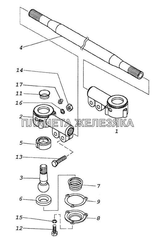 6350-3414130-10 Тяга промежуточная КамАЗ-4350 (4х4)