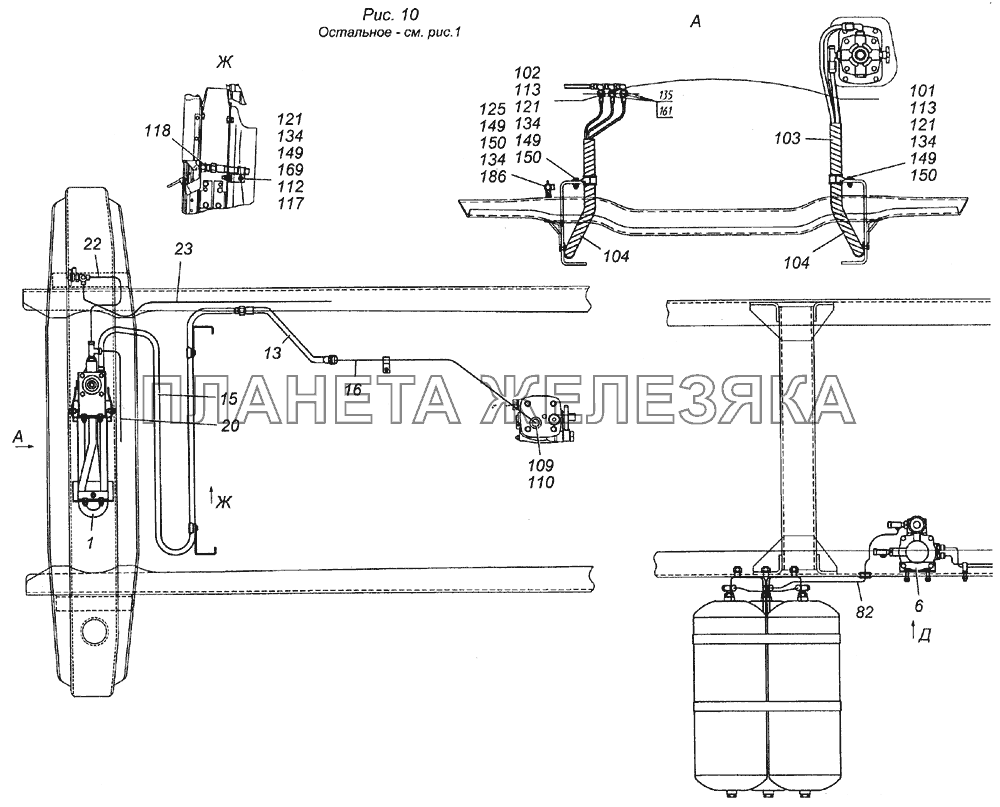 4350-3500006-40 Установка пневмотормозов КамАЗ-5350 (6х6)