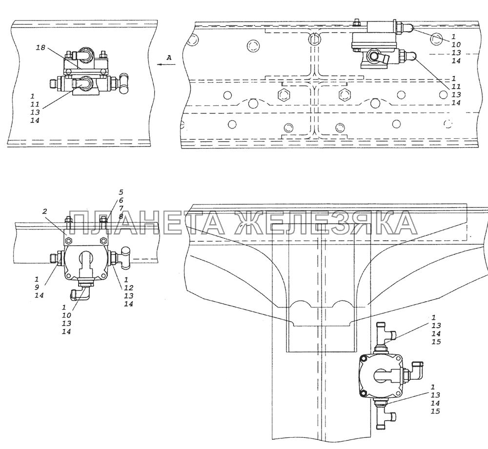 6350-3500018-10 Установка ускорительных клапанов КамАЗ-5350 (6х6)