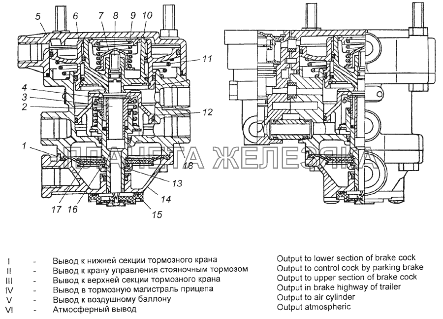 6024-3522010 Клапан управления тормозами прицепа с двухпроводным приводом в сборе КамАЗ-5350 (6х6)