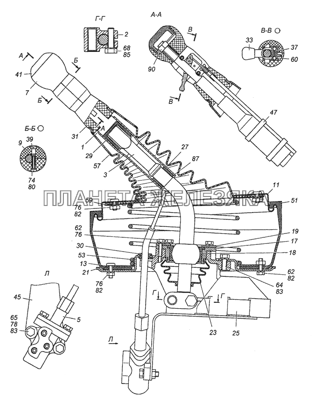 Схема рычага кпп камаз