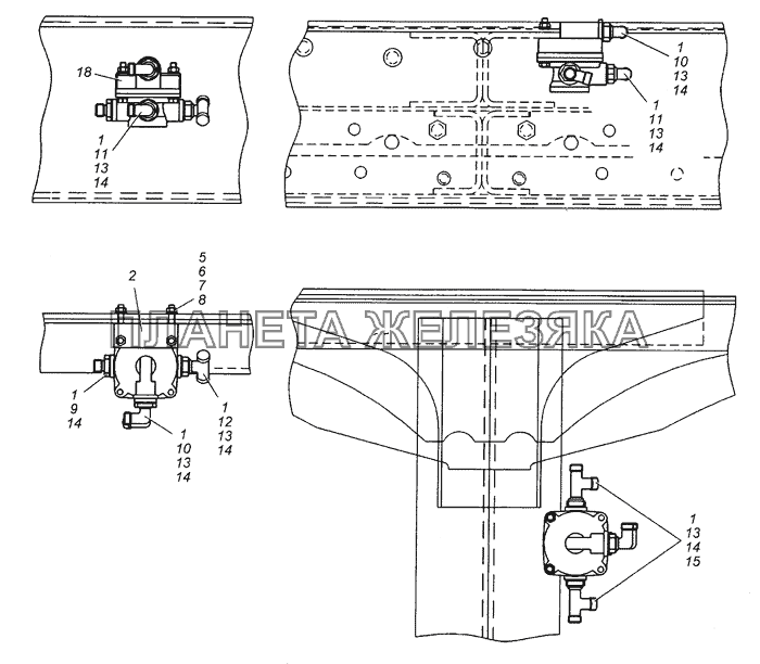 6350-3500018-10 Установка ускорительных клапанов КамАЗ-63501 8х8