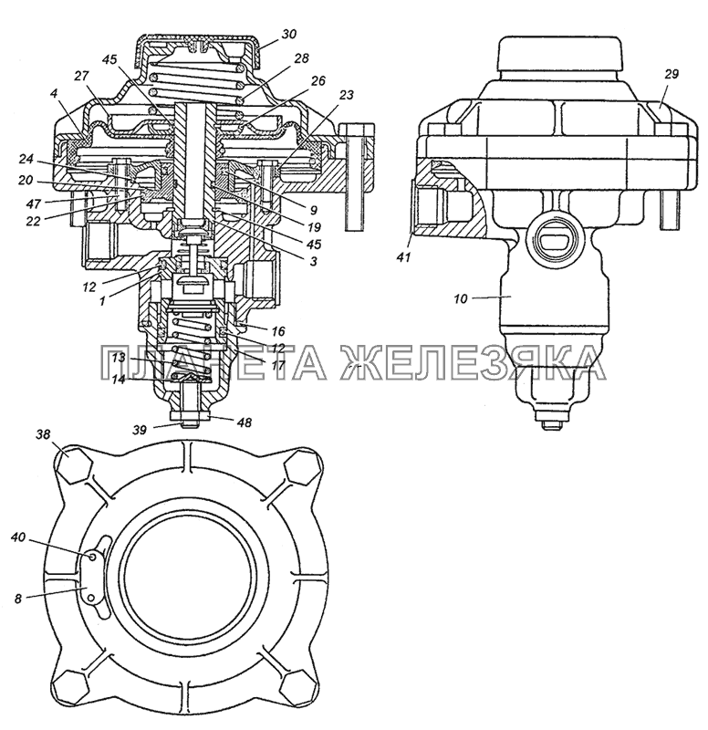 100-3522110 Клапан управления тормозами прицепа с однопроводным приводом в сборе КамАЗ-6450 8х8