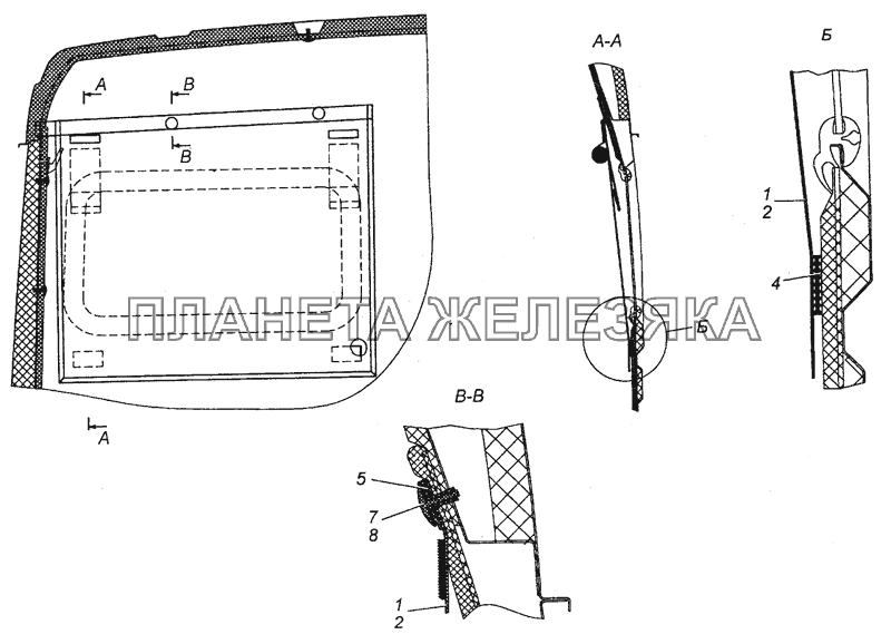 43114-8205504 Установка штор светозащитных окон боковины КамАЗ-63501 8х8