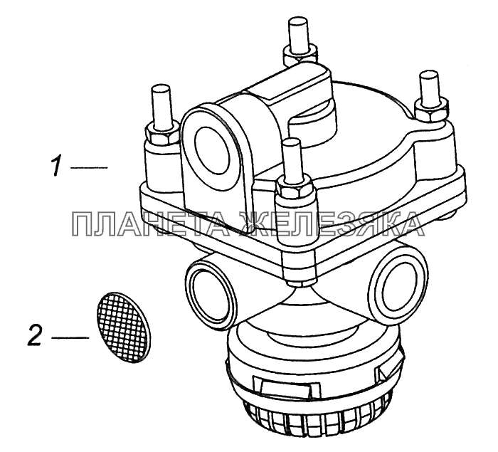 5350-3518001-01 Ускорительный клапан с глушителем КамАЗ-43502 (Евро 4)