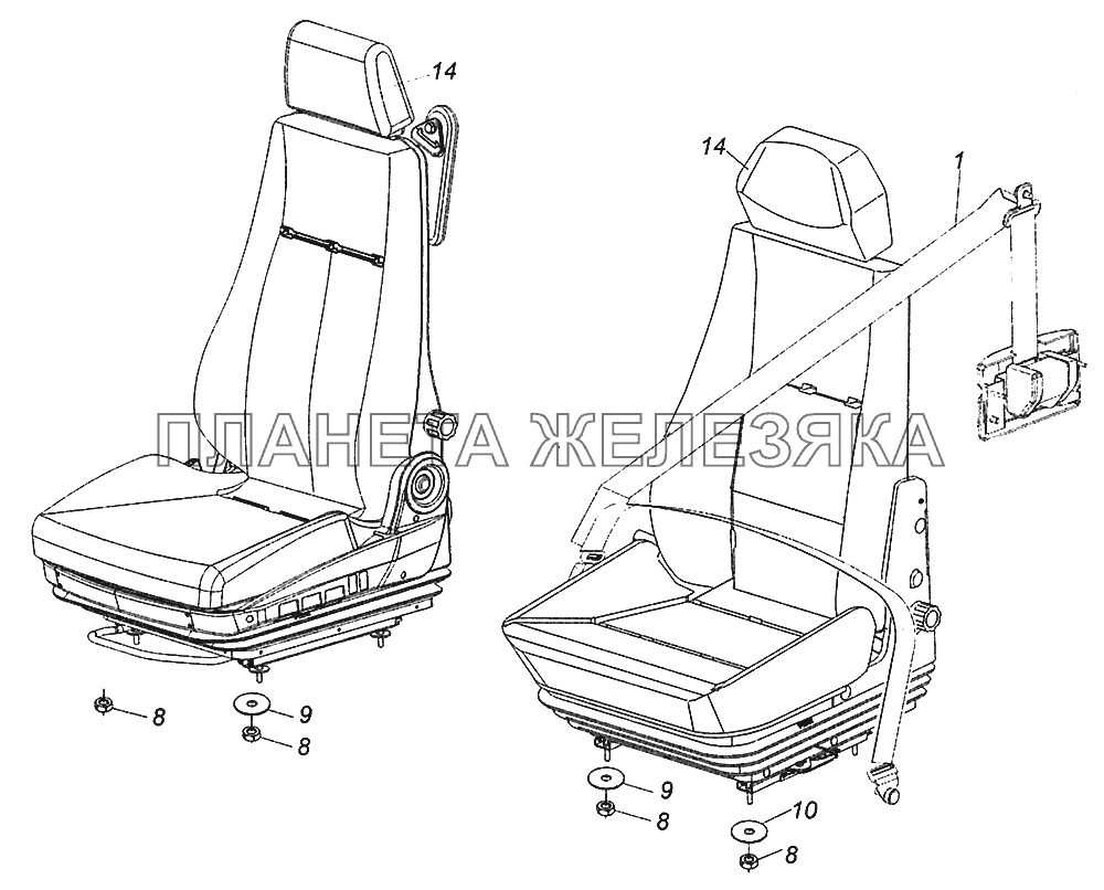 5460-5000121 Установка сиденья водителя КамАЗ-43502 (Евро 4)