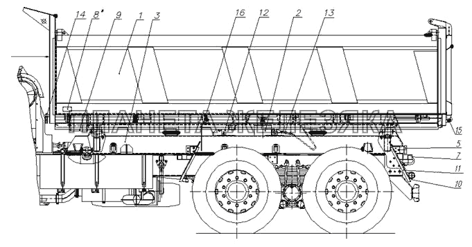 45142-8600001, 45142-8600002  Самосвальная установка КамАЗ-45142