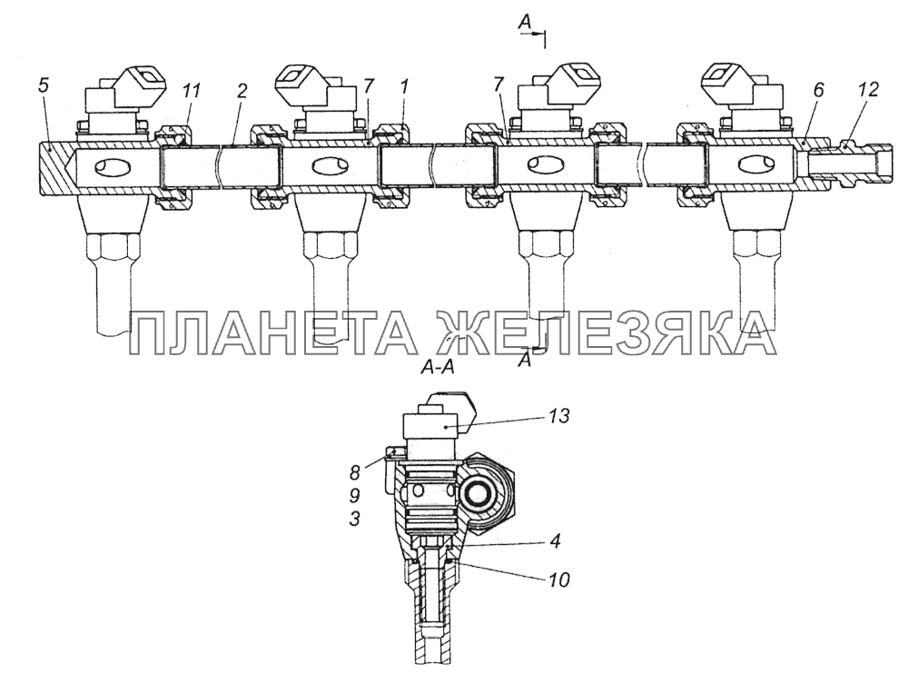 820.53-4415230 Установка газового коллектора правого Шасси КамАЗ-5297